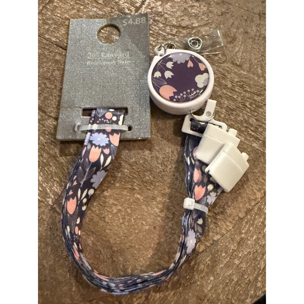 NWT Retractable Lanyard ID Holder Pink Purple Floral Flowers Badge Reel